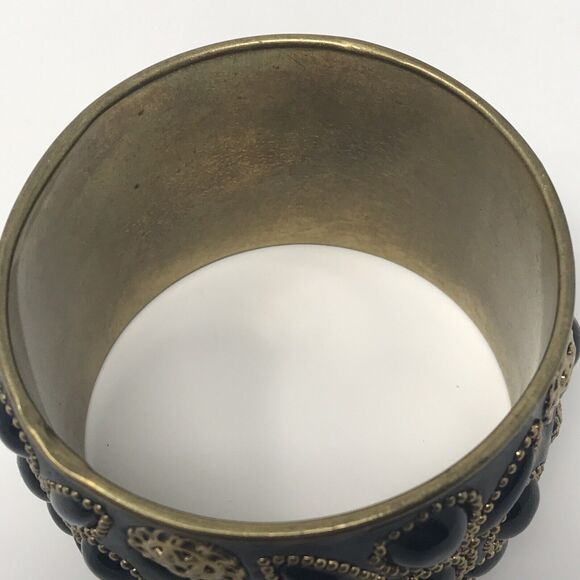 Y2K Artisan Fair Trade Women's Large Metal Floral Bracelet Cuff - Picture 3 of 6